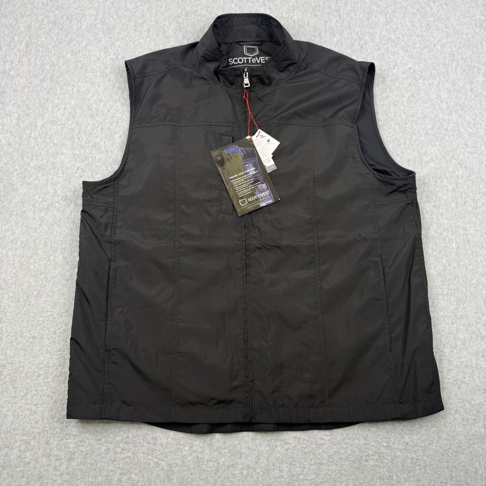 SCOTTeVEST Travel Vest Mens 2XL Black 24 Pockets Lightweight Water Resistant New